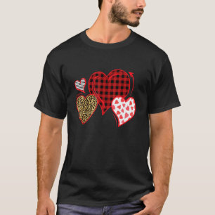 Buffalo Red Black Plaid And Leopard Hearts Valenti T-Shirt