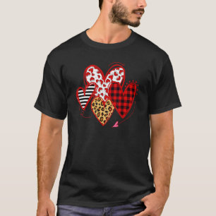 Buffalo Red Black Plaid And Leopard Hearts Valenti T-Shirt