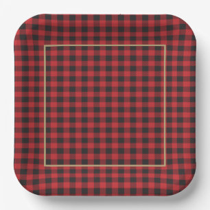 Buffalo Red Black Plaid Classic Rustic  Paper Plate