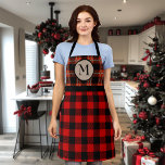 Buffalo Red Black Plaid Holiday Monogram Apron<br><div class="desc">This design may be personalised by choosing the customise option to add text or make other changes. If this product has the option to transfer the design to another item, please make sure to adjust the design to fit if needed. Contact me at colorflowcreations@gmail.com if you wish to have this...</div>