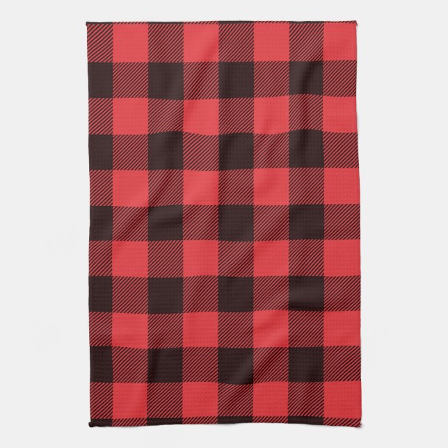 Buffalo Red Black Plaid Tea Towel (Vertical)