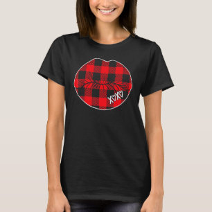 Buffalo Red Colour Plaid Lips Funny Valentine Day T-Shirt