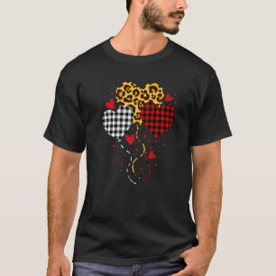 Buffalo Red Plaid And Leopard Cute Hearts Valentin T-Shirt