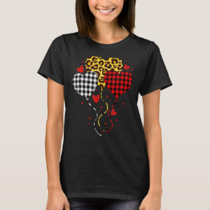 Buffalo Red Plaid And Leopard Cute Hearts Valentin T-Shirt