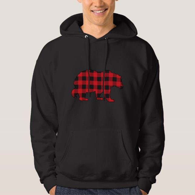 Buffalo Red Plaid Check Bear Matching Couple Xmas  Hoodie (Front)