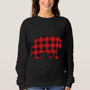 Buffalo Red Plaid Check Bear Matching Couple Xmas Sweatshirt