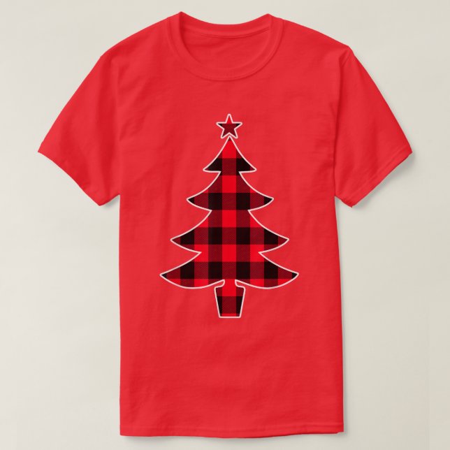Buffalo red Plaid Christmas Tree  for Mum Dad and  T-Shirt (Design Front)