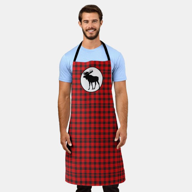 Buffalo Red Plaid with Black Moose Apron (Worn)