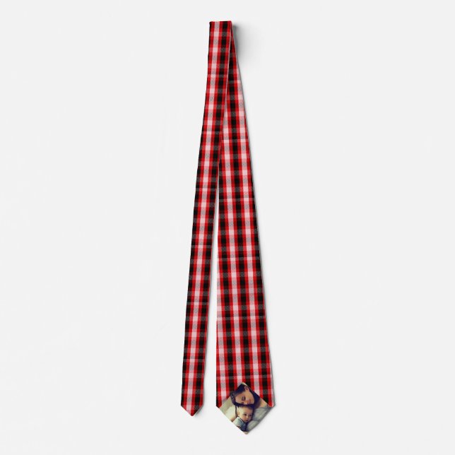 Buffalo Red Stripes Custom Image Father's Day Tie (Back)