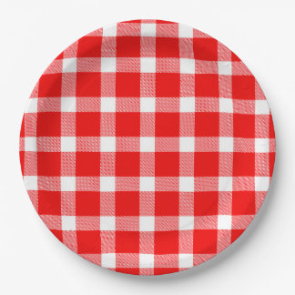 Buffalo Red White Plaid Holiday Picnic Classic Paper Plate