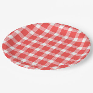Buffalo Red White Plaid Holiday Picnic Classic Paper Plate