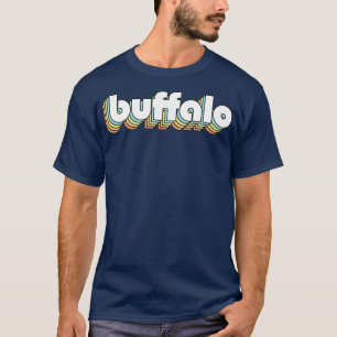 Buffalo Retro Rainbow Typography Faded Style T-Shirt