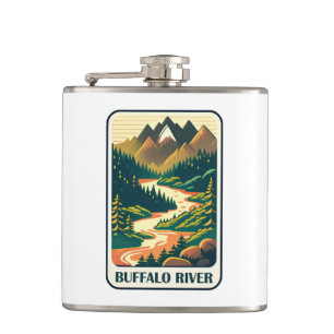 Buffalo River Arkansas Colours Hip Flask