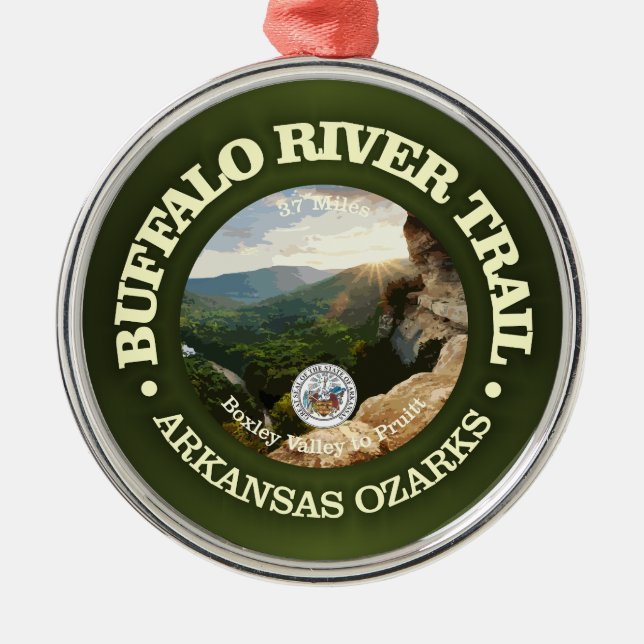 Buffalo River Trail (rd) Metal Ornament (Front)