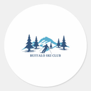 Buffalo Ski Club New York Ski Resort Skiing Skier Classic Round Sticker
