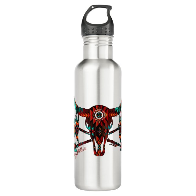 Buffalo Skull And Arrows Stainless Steel Water Bot 710 Ml Water Bottle (Front)
