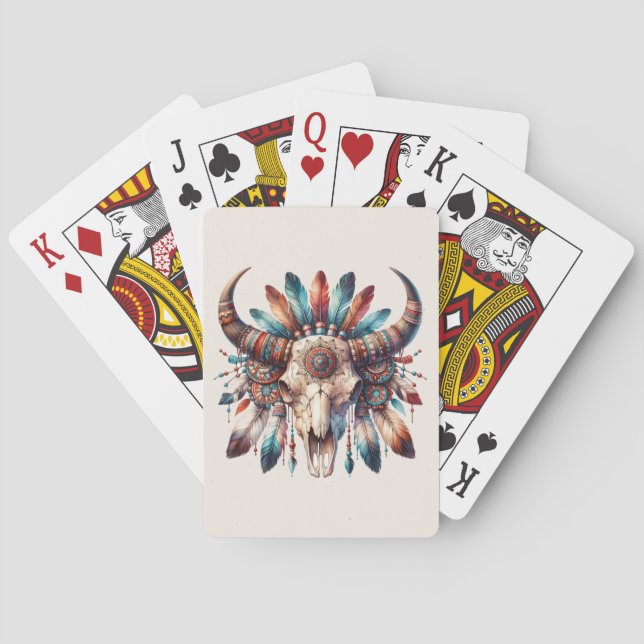 Buffalo Skull and Feathers Native playing Cards (Back)