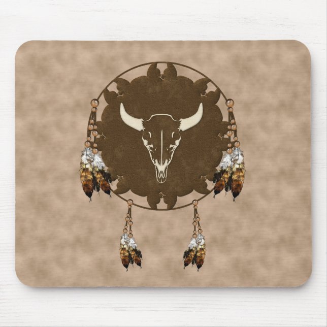 Buffalo Skull Dream Catcher Mouse Pad (Front)