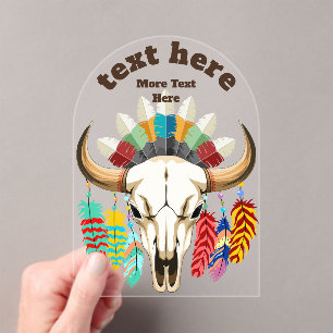 Buffalo Skull Native American Emblem Acrylic Invitations