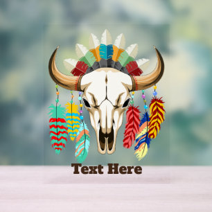 Buffalo Skull Native American Emblem Acrylic Sign