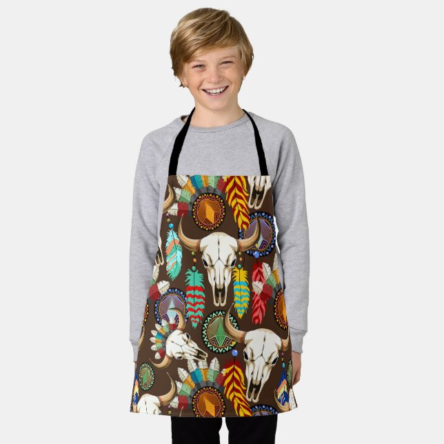 Buffalo Skull Native American Emblem Apron (Worn)