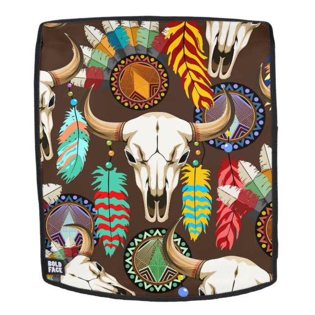 Buffalo Skull Native American Emblem Backpack (Removable Face)