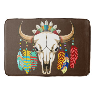 Buffalo Skull Native American Emblem Bath Mat