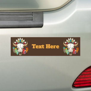 Buffalo Skull Native American Emblem Bumper Sticker