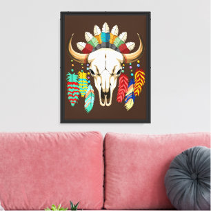 Buffalo Skull Native American Emblem Canvas Print