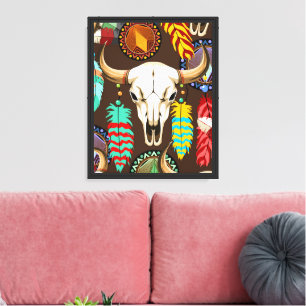 Buffalo Skull Native American Emblem Canvas Print