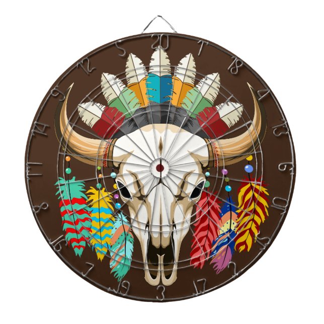 Buffalo Skull Native American Emblem Dartboard (Front)