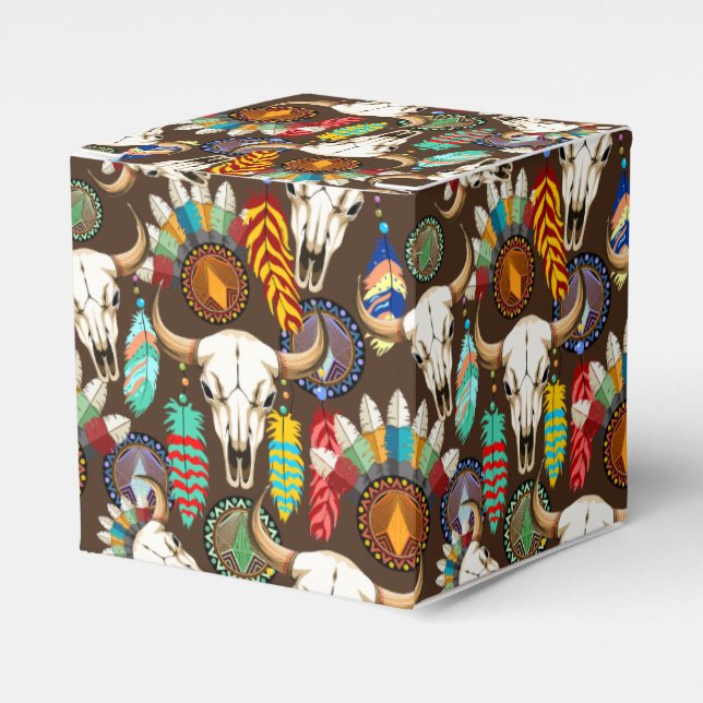 Buffalo Skull Native American Emblem Favour Box (Front Side)