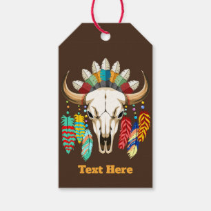 Buffalo Skull Native American Emblem Gift Tags