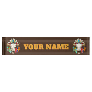 Buffalo Skull Native American Emblem Nameplate