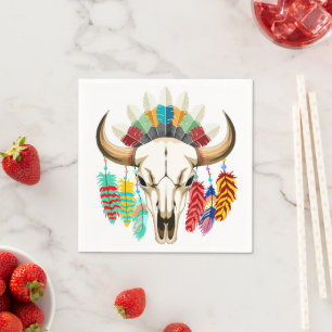 Buffalo Skull Native American Emblem Napkin