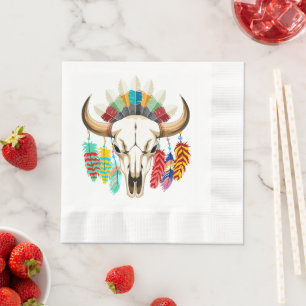 Buffalo Skull Native American Emblem Napkin