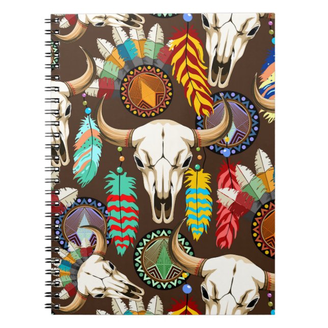 Buffalo Skull Native American Emblem Notebook (Front)