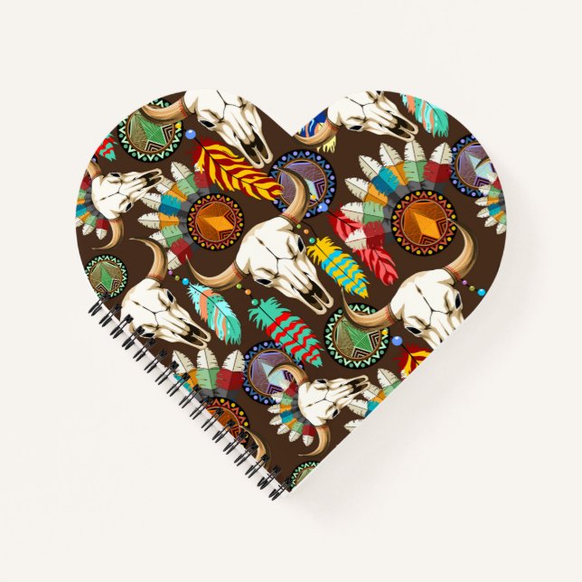 Buffalo Skull Native American Emblem Notebook (Front)