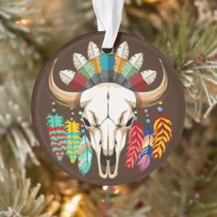 Buffalo Skull Native American Emblem Ornament