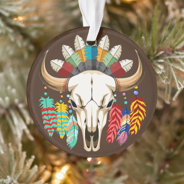 Buffalo Skull Native American Emblem Ornament (Tree)
