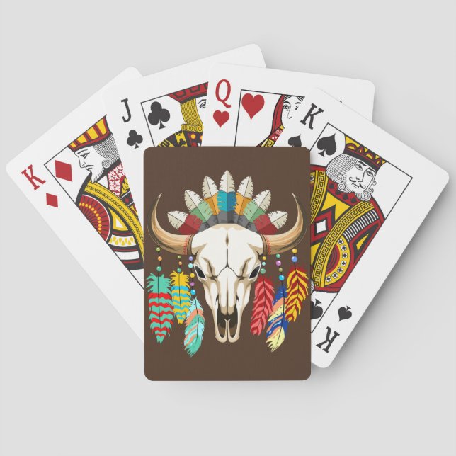 Buffalo Skull Native American Emblem Playing Cards (Back)