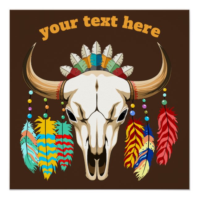 Buffalo Skull Native American Emblem Poster (Front)