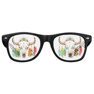 Buffalo Skull Native American Emblem Retro Sunglasses