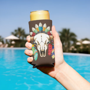 Buffalo Skull Native American Emblem Seltzer Can Cooler