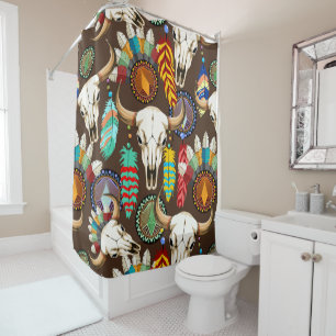 Buffalo Skull Native American Emblem Shower Curtain