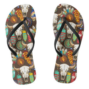 Buffalo Skull Native American Emblem Thongs