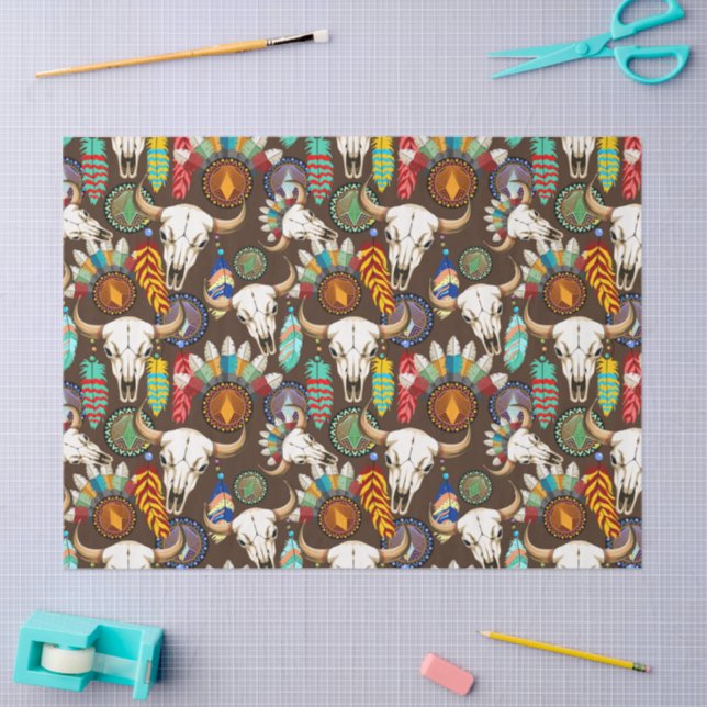 Buffalo Skull Native American Emblem Tissue Paper (Craft)