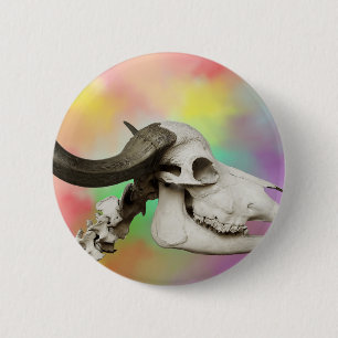 Buffalo Skull on a Watercolor Background 6 Cm Round Badge