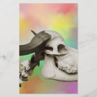 Buffalo Skull on a Watercolor Background