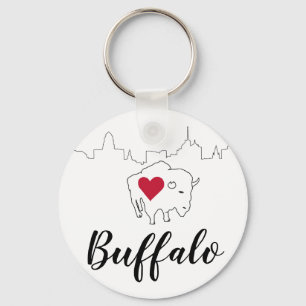 Buffalo Skyline Illustration Art Key Ring